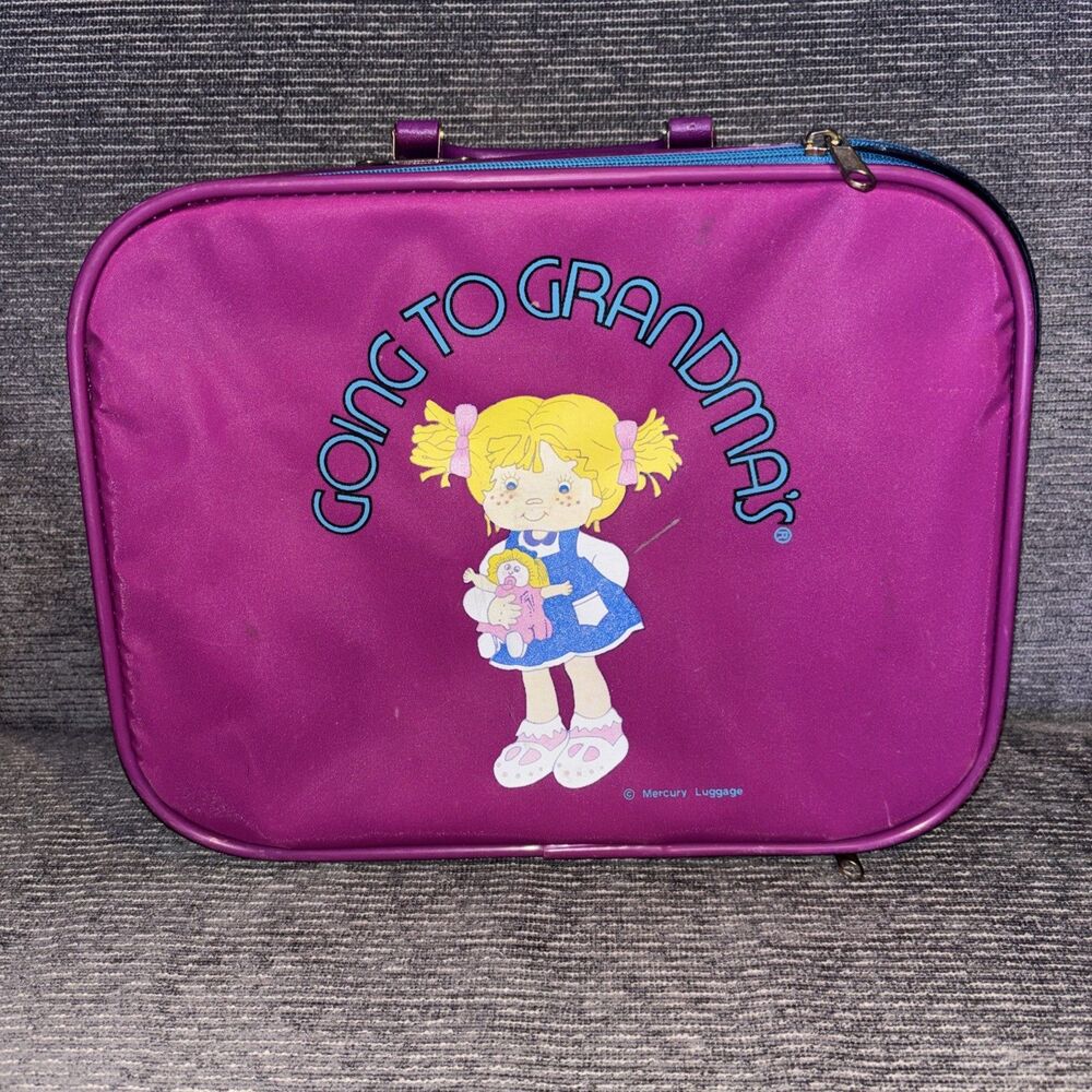 Vintage Kids Size Suitcase Pink Going to Grandma’s 12”x10”x5” Mercury Luggage